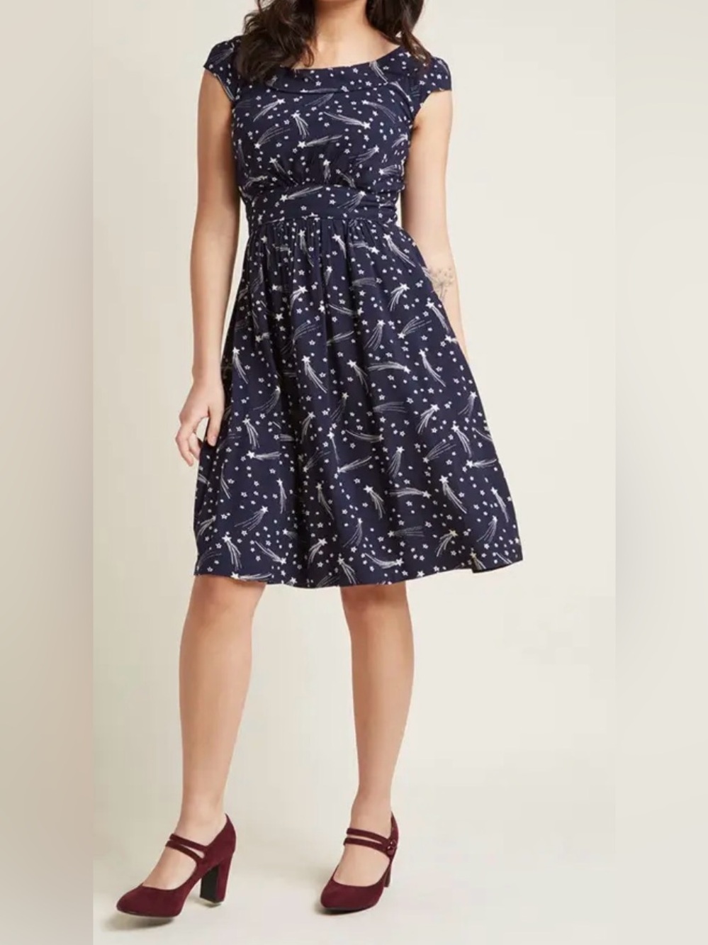 NWOT Emily and Fin ModCloth XL shooting stars dress. retro vintage vibes.